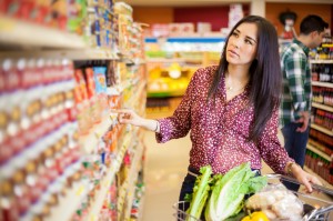 Buying food at the supermarket