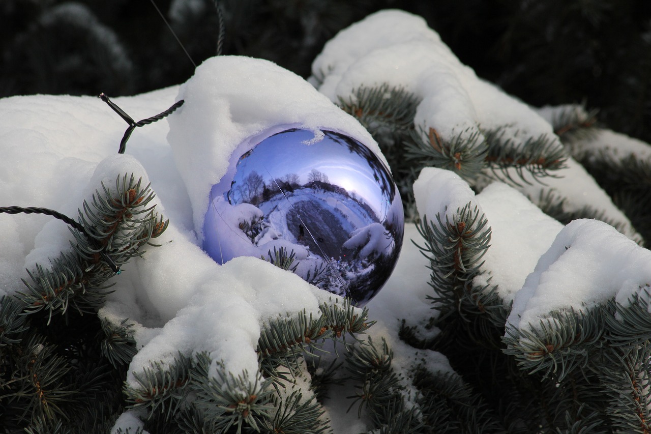 albero natale innevato